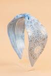 Buy_Hair Drama CO_Blue Pearls, Beads Flora Embellished Knotted Hairband _at_Aza_Fashions