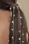 Hair Drama CO_White Sitara Crystal And Pearl Tassels Parandi _at_Aza_Fashions