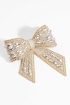 Buy_Hair Drama CO_Off White Crystals, Beads Embellished Hair Bow Barrette Clip _Online_at_Aza_Fashions