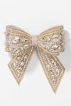 Shop_Hair Drama CO_Off White Crystals, Beads Embellished Hair Bow Barrette Clip _at_Aza_Fashions