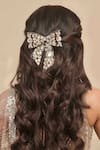 Buy Hair Drama CO Navy Stones, Crystals Embellished Kundan Bow Hair Clip Buy_Hair Drama CO_Navy Stones, Crystals Embellished Kundan Bow Hair Clip