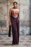 Buy_SAANJH BY LEA_Multi Color Brocade, Spandex Embroidery Bandeau Riva Silk Corset Wrap Skirt Set _Online_at_Aza_Fashions