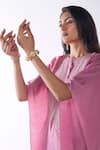 Shop_Ankita Dharman_Pink Chanderi Embroidery Round Neck Yoke Kaftan With Pant _Online_at_Aza_Fashions