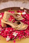 Buy_House Of Vitti India_Gold Mirrors, Zari, Beads, Sequins, Gemstones, Chaand Banno Block Heels _at_Aza_Fashions