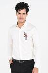 Buy_Kalpana Naik_Cream Cotton Embroidery Mr Frog Giza Shirt _at_Aza_Fashions