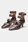 Buy_Oroh_Brown Buckles Mariana Detail Pointed Toe Pump Heels _at_Aza_Fashions