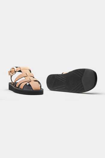 Oroh_Tan Francisca Cage-style Strap Flats _Online_at_Aza_Fashions