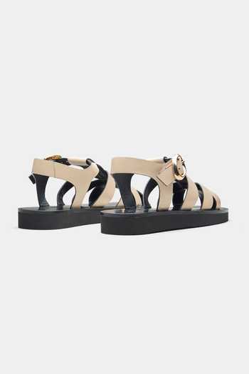 Oroh_Beige Francisca Cage-style Strap Flats _Online