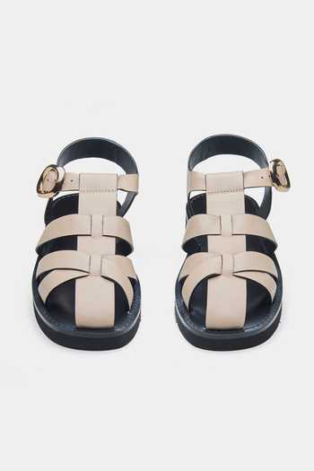 Shop_Oroh_Beige Francisca Cage-style Strap Flats _Online