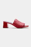 Shop_Oroh_Red Aurora Woven Textured Open Toe Block Heels _Online_at_Aza_Fashions