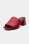 Oroh_Red Aurora Woven Textured Open Toe Block Heels _at_Aza_Fashions