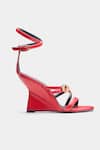 Buy_Oroh_Red Buckles Angelina Strappy Wedge Sandals _Online_at_Aza_Fashions