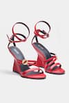 Buy_Oroh_Red Buckles Angelina Strappy Wedge Sandals _at_Aza_Fashions