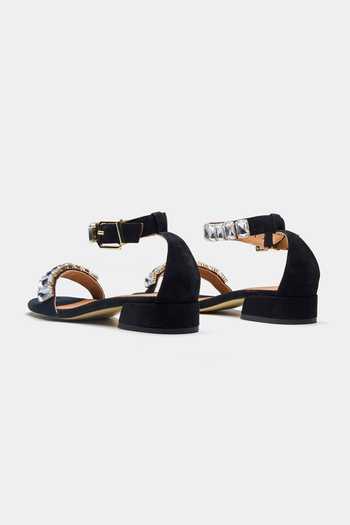Shop_Oroh_Black Stones Isla Embellished Block Heel Sandals _at_Aza_Fashions