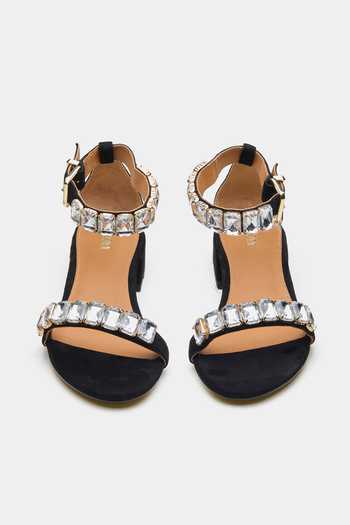 Oroh_Black Stones Isla Embellished Block Heel Sandals _Online