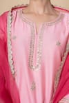 Shop_Kameez_Pink Chanderi, Cotton, Organza Gota Patti, Lace, Cut Rose Blush Kurta Set _Online_at_Aza_Fashions