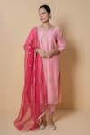 Buy_Kameez_Pink Chanderi, Cotton, Organza Gota Patti, Lace, Cut Rose Blush Kurta Set _at_Aza_Fashions