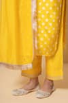 Shop_Kameez_Yellow Chanderi Gota Patti, Embroidery, Sequins Round Sunlit Glow Kurta Set _Online_at_Aza_Fashions