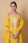 Kameez_Yellow Chanderi Gota Patti, Embroidery, Sequins Round Sunlit Glow Kurta Set _at_Aza_Fashions