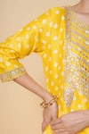 Buy_Kameez_Yellow Chanderi Gota Patti, Embroidery, Sequins Round Sunlit Glow Kurta Set 
