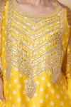 Shop_Kameez_Yellow Chanderi Gota Patti, Embroidery, Sequins Round Sunlit Glow Kurta Set 