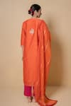 Shop_Kameez_Orange Chanderi, Cotton, Kota Doria Patti, Coral Sunset Kurta Set _at_Aza_Fashions