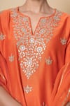 Kameez_Orange Chanderi, Cotton, Kota Doria Patti, Coral Sunset Kurta Set _Online_at_Aza_Fashions