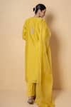 Shop_Kameez_Yellow Chanderi, Organza Embroidery, Bright Amber Marori Work Kurta Set _at_Aza_Fashions