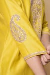 Kameez_Yellow Chanderi, Organza Embroidery, Bright Amber Marori Work Kurta Set _Online