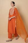Buy_Kameez_Orange Chanderi, Organza Embroidery, Sequins, Orchid Marori Work Kurta Set 