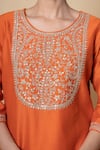 Kameez_Orange Chanderi, Organza Embroidery, Sequins, Orchid Marori Work Kurta Set _Online