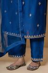 Shop_Kameez_Blue Chanderi, Organza Embroidery, Lace Split Yale Marori Work Kurta Set _Online_at_Aza_Fashions