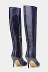 Shop Oroh Blue Renata Long Boots With Pencil Heel at Aza Fashions Shop_Oroh_Blue Renata Long Boots With Pencil Heel _at_Aza_Fashions