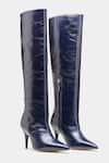 Buy Oroh Blue Renata Long Boots With Pencil Heel at Aza Fashions Buy_Oroh_Blue Renata Long Boots With Pencil Heel _at_Aza_Fashions