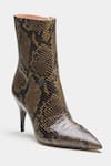 Shop Oroh Green Ramona Snake Print Pointed Toe Ankle Boots Online at Aza Fashions Shop_Oroh_Green Ramona Snake Print Pointed Toe Ankle Boots _Online_at_Aza_Fashions