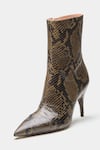 Shop Oroh Green Ramona Snake Print Pointed Toe Ankle Boots Shop_Oroh_Green Ramona Snake Print Pointed Toe Ankle Boots