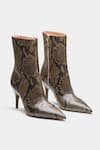 Buy Oroh Green Ramona Snake Print Pointed Toe Ankle Boots at Aza Fashions Buy_Oroh_Green Ramona Snake Print Pointed Toe Ankle Boots _at_Aza_Fashions