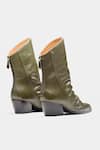Shop_Oroh_Olive Green Ligia Ruched Front Block Heel Ankle Boots _at_Aza_Fashions