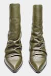 Buy_Oroh_Olive Green Ligia Ruched Front Block Heel Ankle Boots _Online