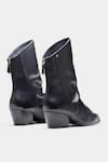 Shop_Oroh_Black Ligia Ruched Front Block Heel Ankle Boots _at_Aza_Fashions