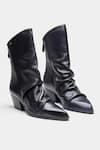 Buy_Oroh_Black Ligia Ruched Front Block Heel Ankle Boots _at_Aza_Fashions