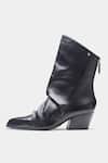 Buy_Oroh_Black Ligia Ruched Front Block Heel Ankle Boots _Online_at_Aza_Fashions