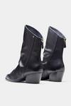 Oroh_Black Ligia Ruched Front Block Heel Ankle Boots _at_Aza_Fashions