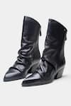 Oroh_Black Ligia Ruched Front Block Heel Ankle Boots _Online
