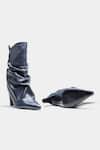 Oroh_Blue Adriana Ruched Genuine Leather Ankle Boots _Online_at_Aza_Fashions