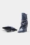 Buy_Oroh_Blue Adriana Ruched Genuine Leather Ankle Boots _Online_at_Aza_Fashions
