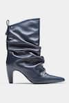 Shop_Oroh_Blue Adriana Ruched Genuine Leather Ankle Boots _Online_at_Aza_Fashions