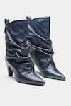 Buy_Oroh_Blue Adriana Ruched Genuine Leather Ankle Boots _at_Aza_Fashions