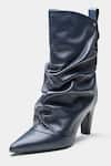 Buy_Oroh_Blue Adriana Ruched Genuine Leather Ankle Boots 