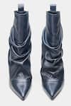 Oroh_Blue Adriana Ruched Genuine Leather Ankle Boots 